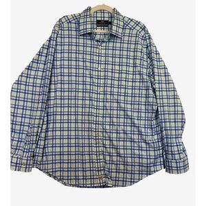 Vineyard Vines Murray Shirt Classic Fit Blue White Aqua Windowpane Plaid Size XL